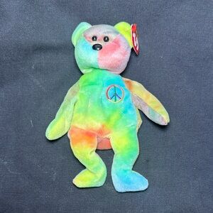 Ty Multicolor Peace Bear Plush